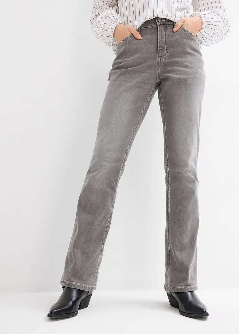 Bonprix Bootcut Jeans Mit Hohem Bund - Grau Petite - Damen