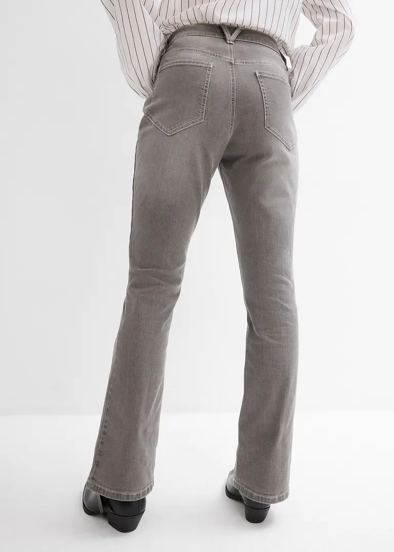 Bonprix Bootcut Jeans Mit Hohem Bund - Grau Petite - Damen