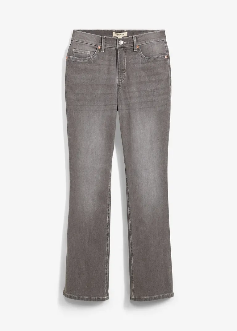 bonprix Bootcut Jeans mit hohem Bund - grau petite - Damen