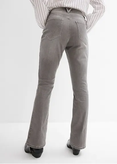 Bonprix Bootcut Jeans Mit Hohem Bund - Grau Regular - Damen