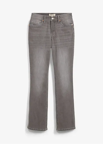 bonprix Bootcut Jeans mit hohem Bund - grau regular - Damen