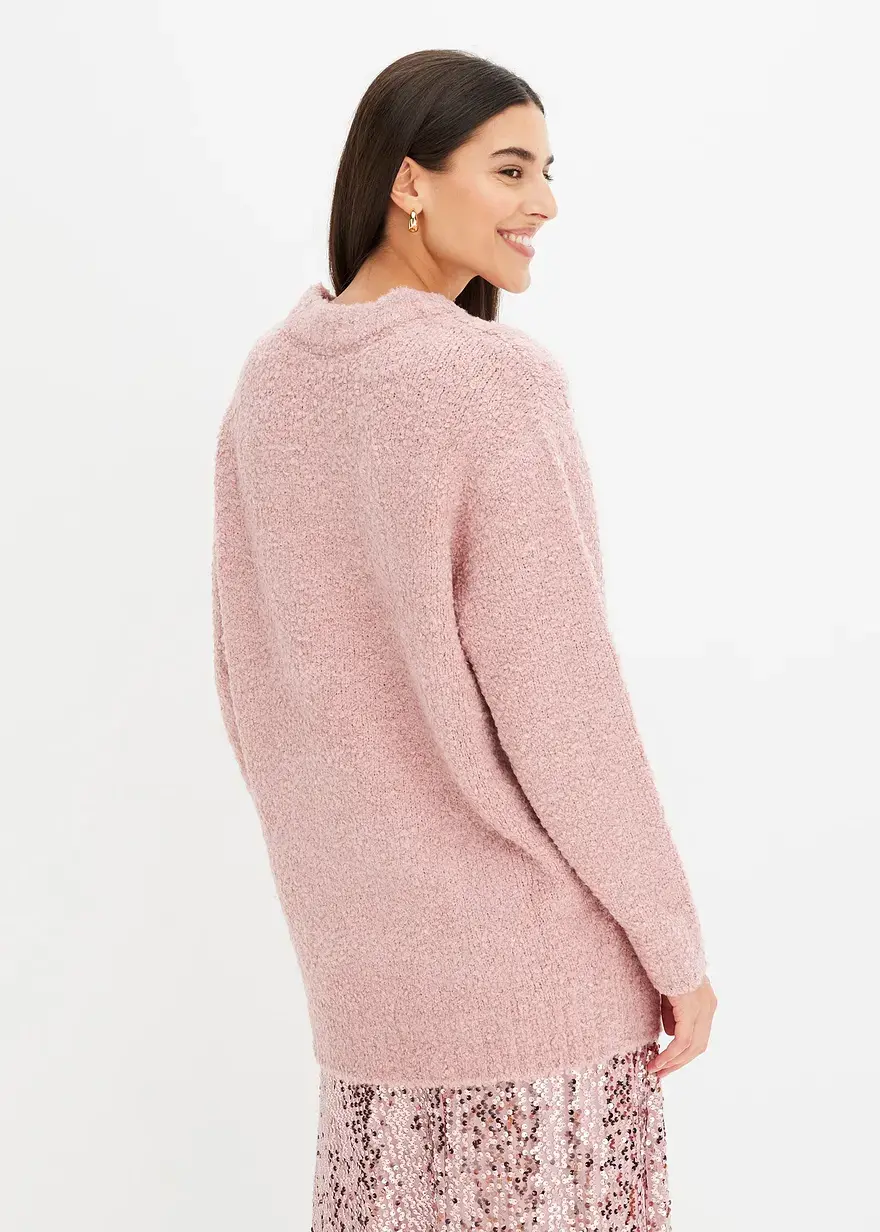 Bonprix Bouclé-Pullover Aus Softem Material Weit Geschnitten - Rosa