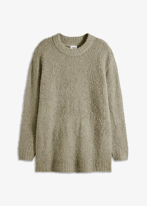 bonprix Bouclé-Pullover aus softem Material weit geschnitten - grün