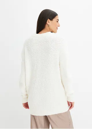 Bonprix Bouclé-Pullover Aus Softem Material Weit Geschnitten - Weiß