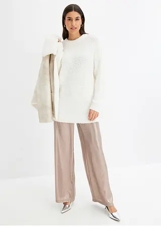 Bonprix Bouclé-Pullover Aus Softem Material Weit Geschnitten - Weiß