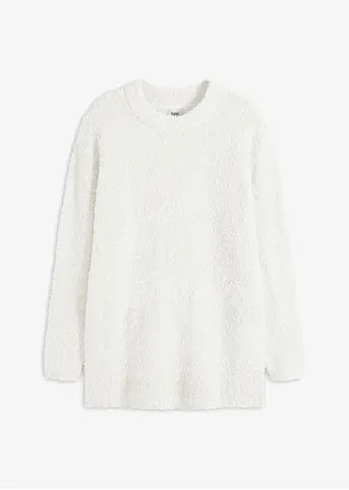 bonprix Bouclé-Pullover aus softem Material weit geschnitten - weiß