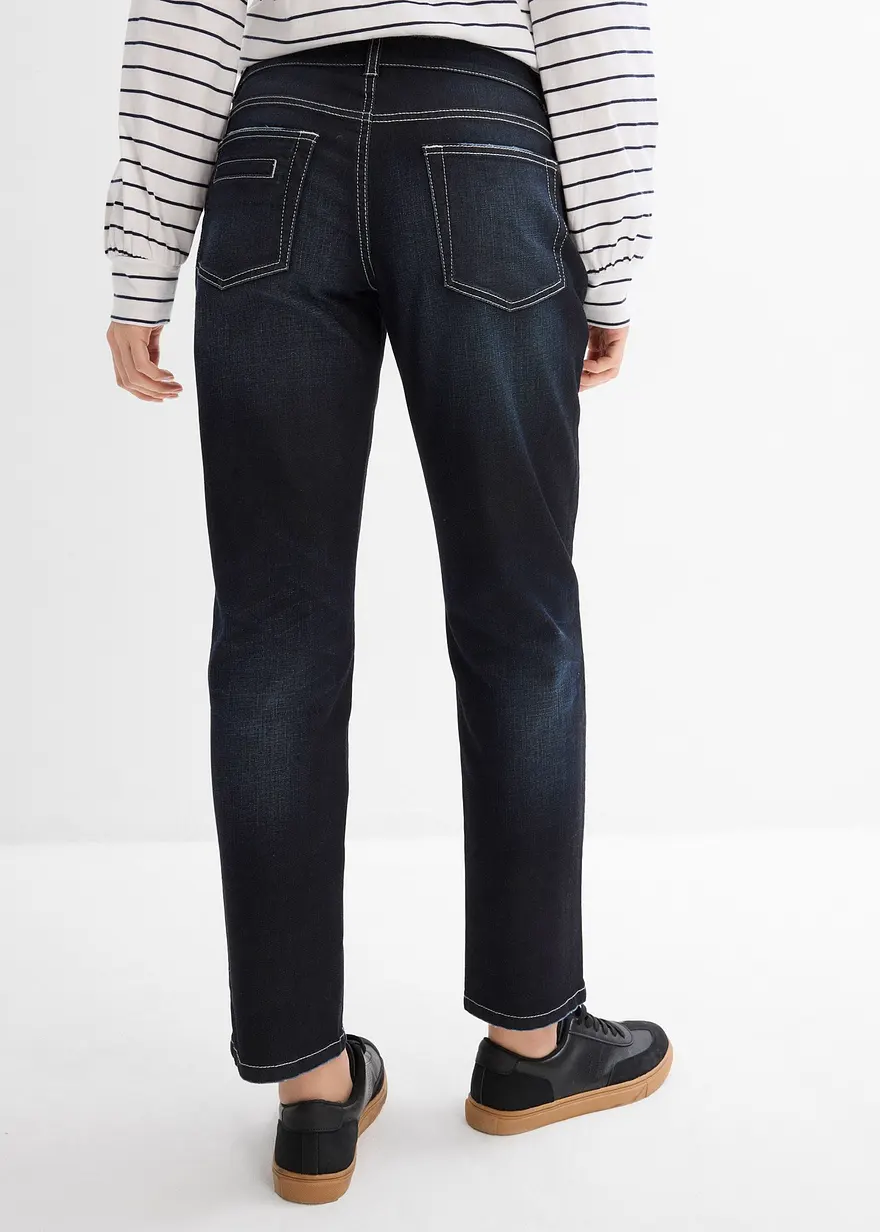 Bonprix Boyfriend Jeans Mit Mittlerem Bund Und Stretch - Blau Regular