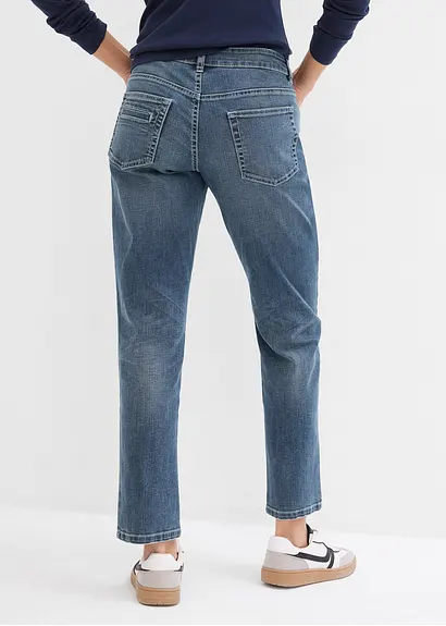 Bonprix Boyfriend Jeans Mit Mittlerem Bund Und Stretch - Blau Regular