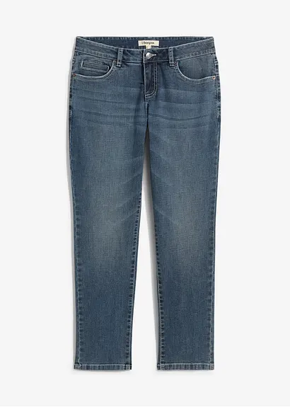 bonprix Boyfriend Jeans mit mittlerem Bund und Stretch - blau regular