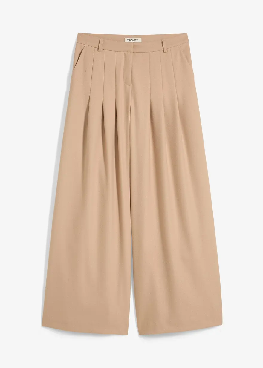 bonprix Bundfaltenhose mit lockerer Passform Abnähern an der Vorderseite und einem weitem Bein