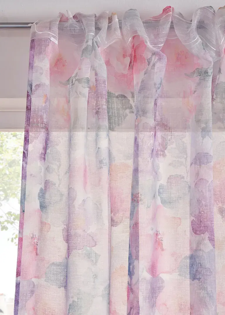 Bonprix Bunte Frühlingsgardine - Rosa Multifunktionsband