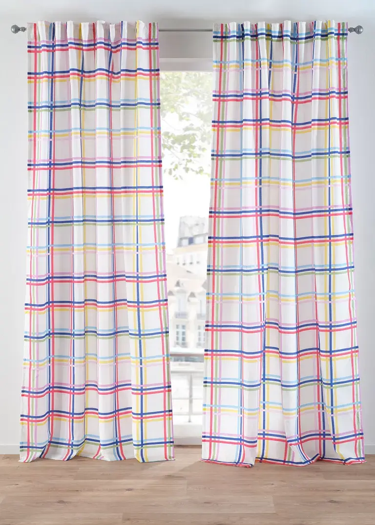 bonprix Bunte Gardine mit Karomuster - bunt Multifunktionsband
