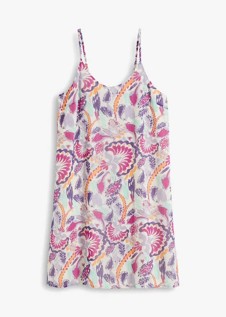 bonprix Buntes Mini Webkleid mit dünnen Trägern - lila - Damen
