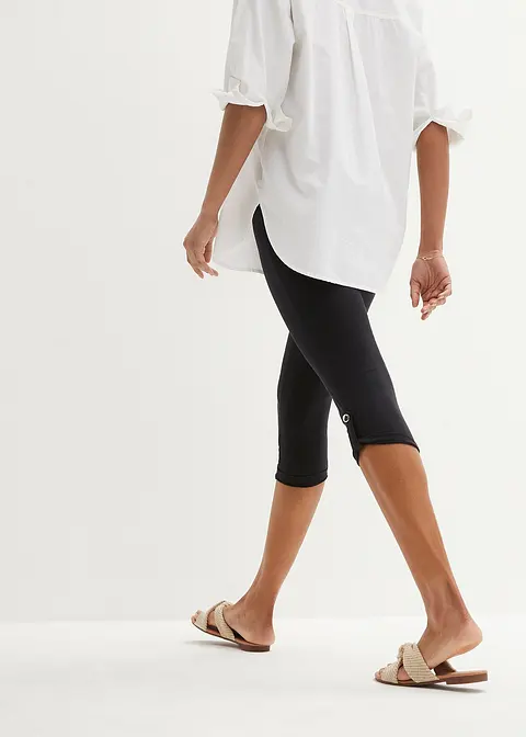 Bonprix Capri Leggings Aus Baumwolle Mit Seitlichem Knopf-Detail - Damen
