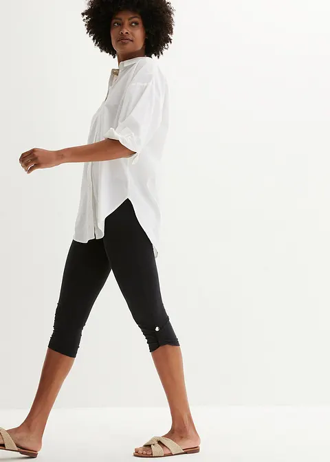 Bonprix Capri Leggings Aus Baumwolle Mit Seitlichem Knopf-Detail - Damen