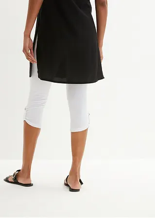 Bonprix Capri Leggings Aus Baumwolle Mit Seitlichem Knopf-Detail - Weiß