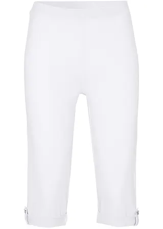 bonprix Capri Leggings aus Baumwolle mit seitlichem Knopf-Detail - weiß