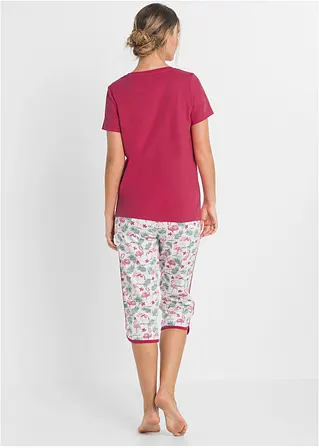 Bonprix Capri Pyjama Mit Flamingo Druck - Granatapfelrot Bedruckt - Damen