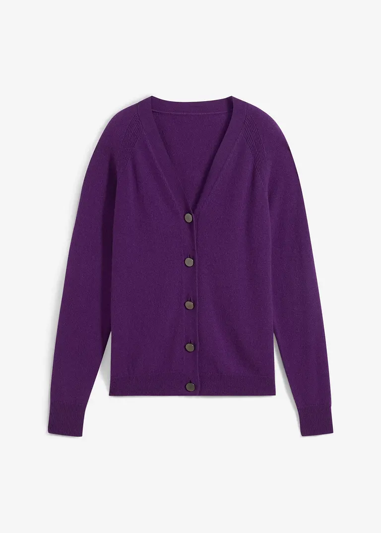 bonprix Cardigan mit Metallknöpfen aus edlem Kaschmir und hochwertiger Merinowolle