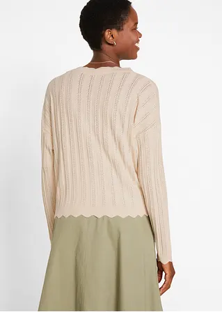 Bonprix Cardigan Mit überschnittenen Schultern Und Verspieltem Ajour-Muster