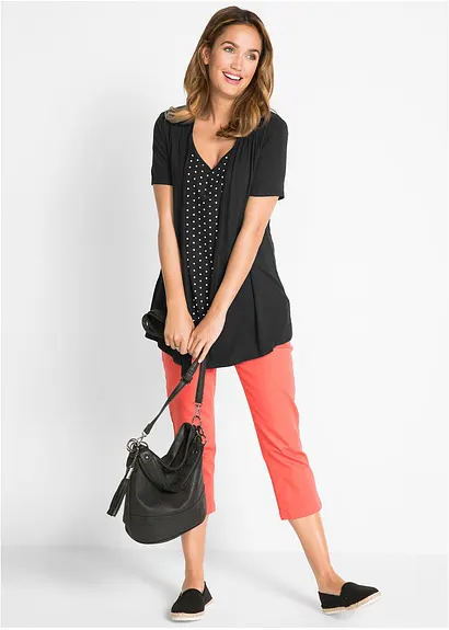 Bonprix Casual 2in1 Shirt Mit Zierknopfleiste Und Verlängerten Saumenden