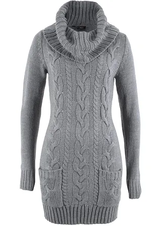 bonprix Casual und bequem - Strickkleid mit Rollkragen - grau