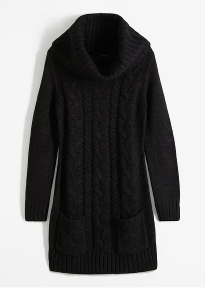 bonprix Casual und bequem - Strickkleid mit Rollkragen - schwarz - Damen