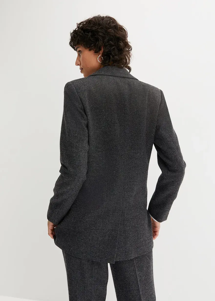 Bonprix Charismatischer Blazer In Schöner Wolloptik. - Schwarz