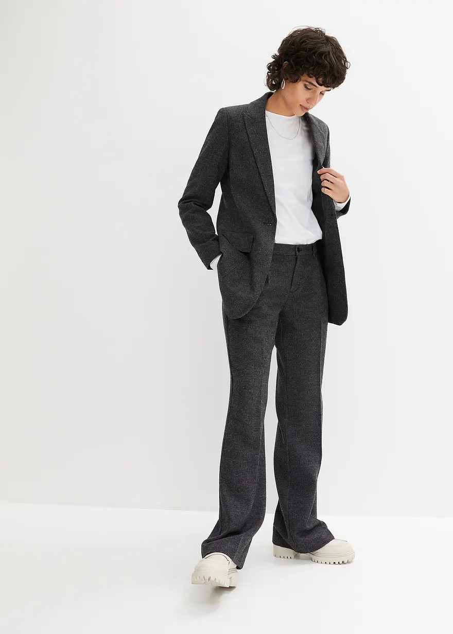 Bonprix Charismatischer Blazer In Schöner Wolloptik. - Schwarz