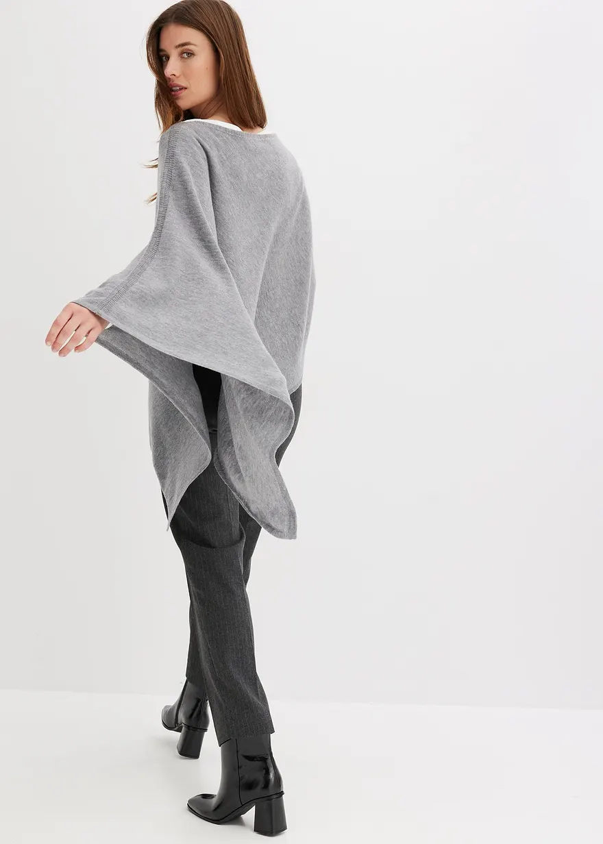 Bonprix Charismatischer Premium Wollponcho Im Asymmetrischem Look - Grau