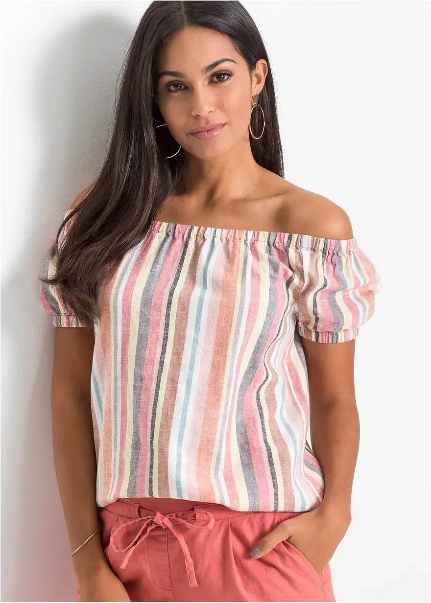 Bonprix Charmante Carmenbluse Mit Kurzen Ärmeln. - Rot - Damen