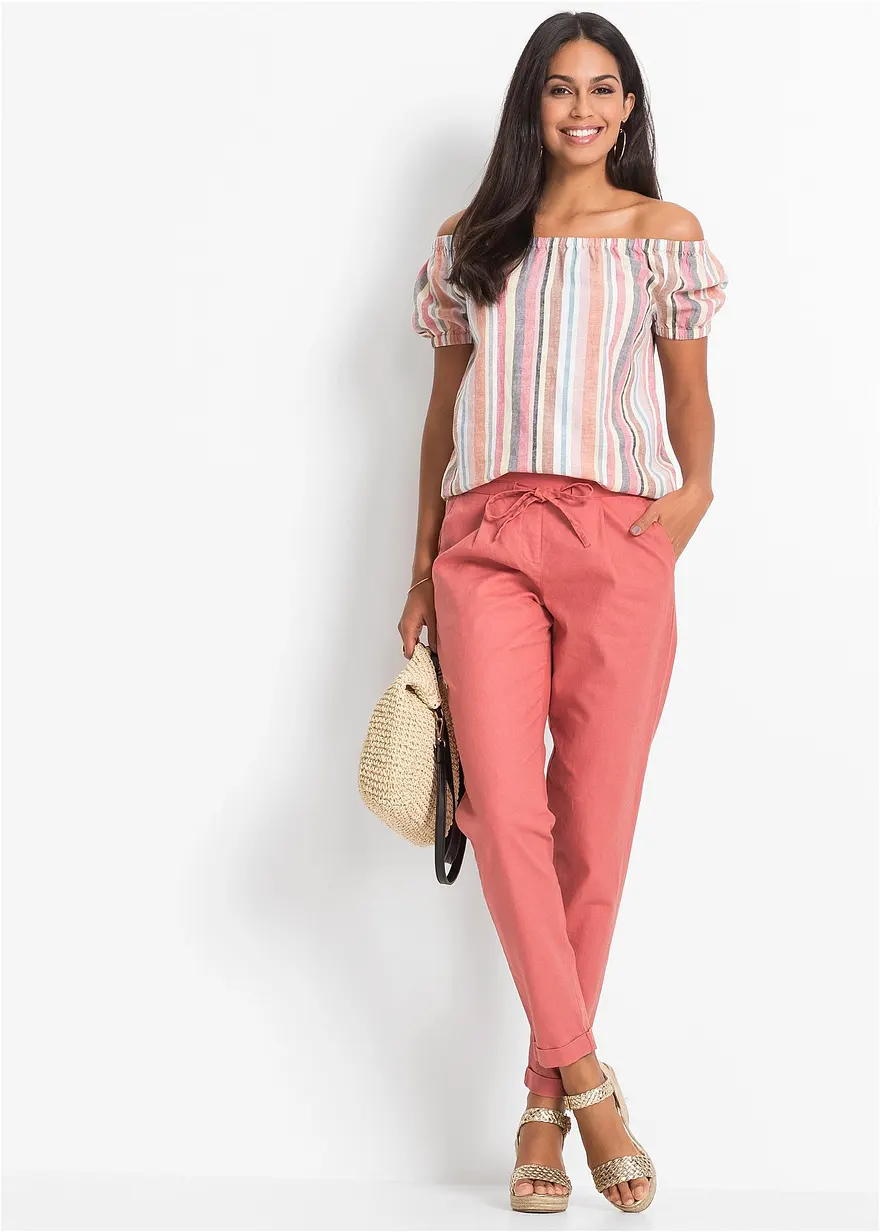 Bonprix Charmante Carmenbluse Mit Kurzen Ärmeln. - Rot - Damen