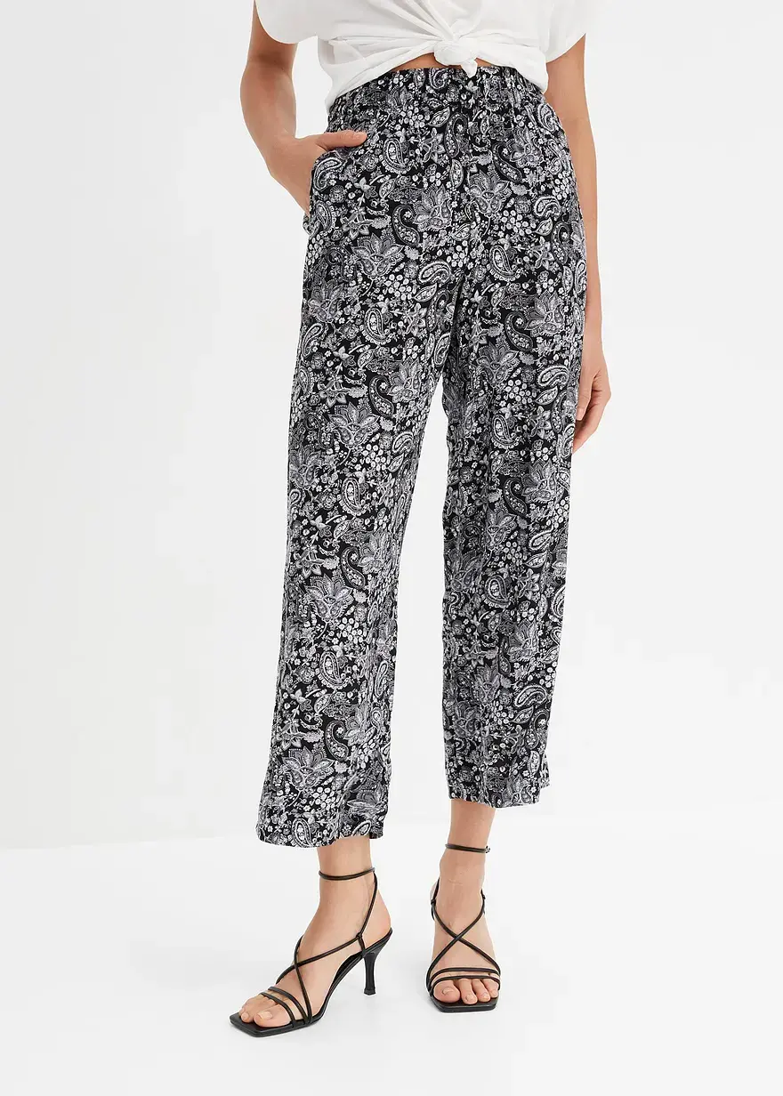 Bonprix Charmante Hose Mit Schönem Druck - Schwarz - Damen
