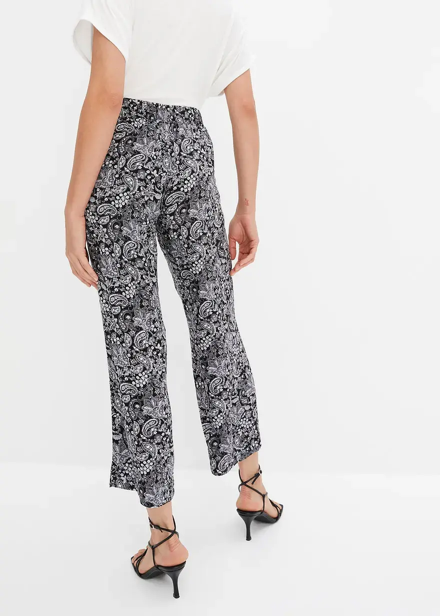 Bonprix Charmante Hose Mit Schönem Druck - Schwarz - Damen