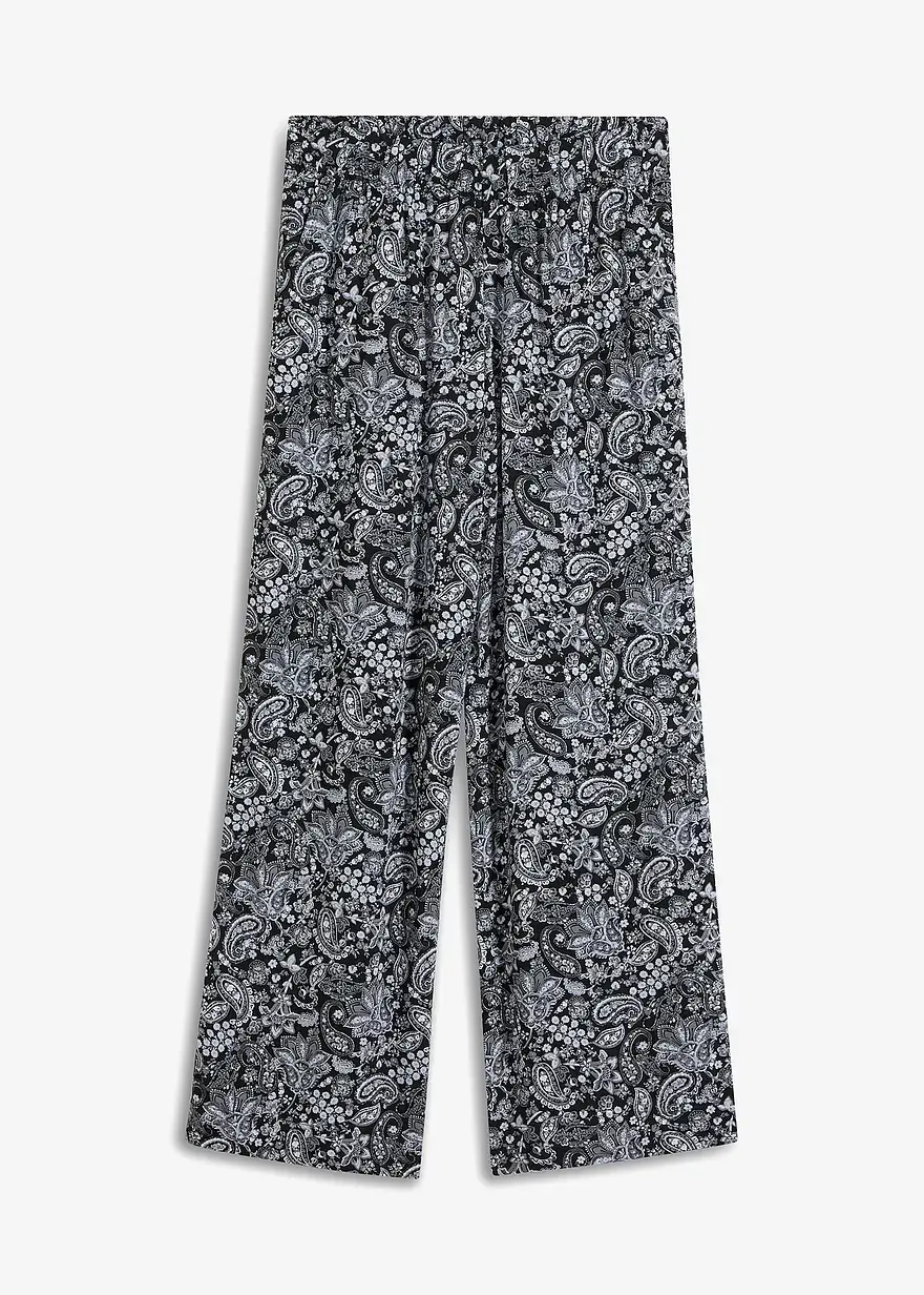 bonprix Charmante Hose mit schönem Druck - schwarz - Damen