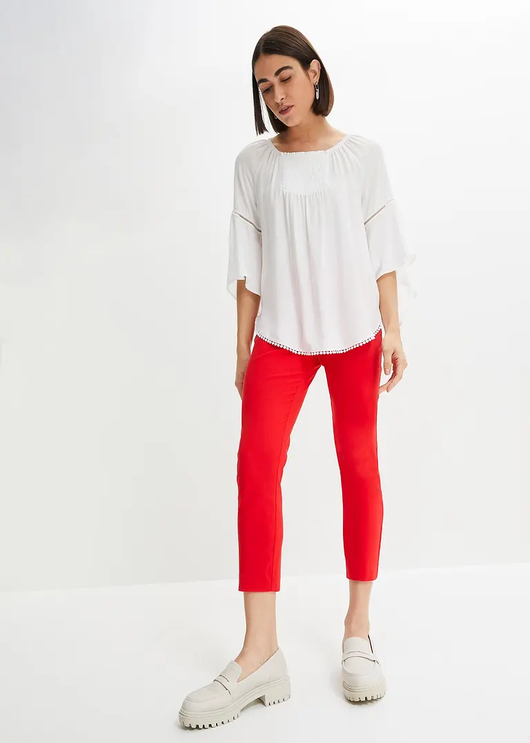 Bonprix Charmante Schlupfbluse Mit Rundhalsausschnitt Und Abgerundeter Saum