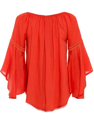bonprix Charmante Schlupfbluse mit Rundhalsausschnitt und abgerundeter Saum