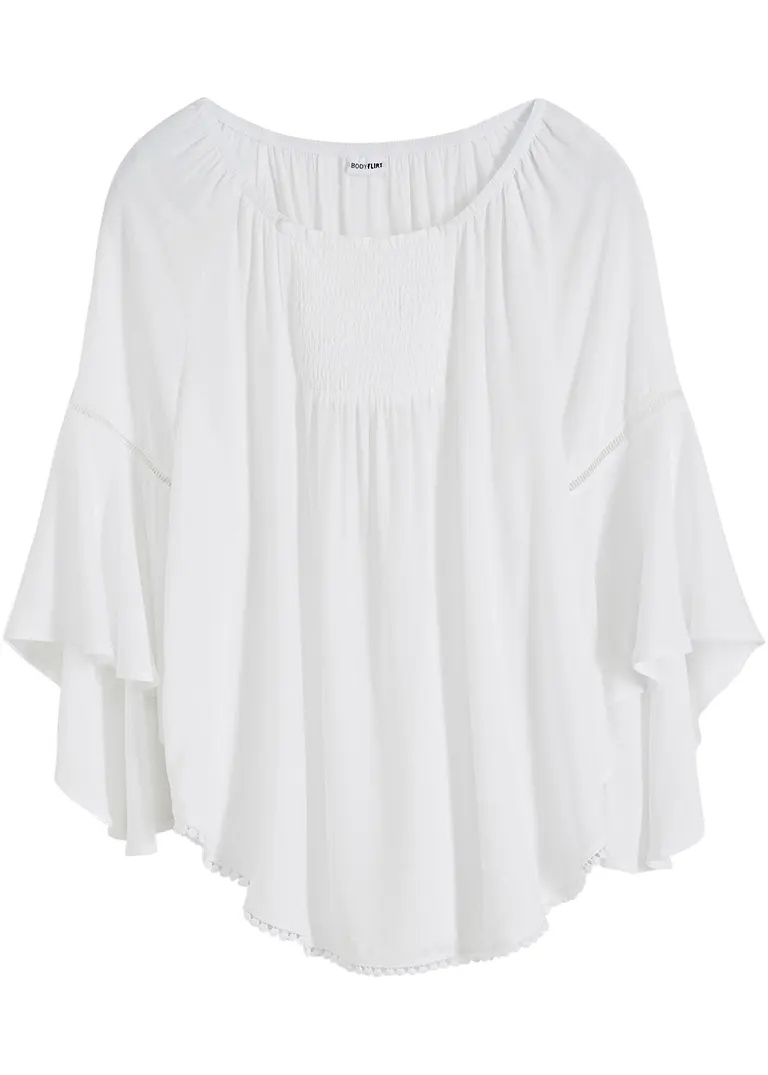 bonprix Charmante Schlupfbluse mit Rundhalsausschnitt und abgerundeter Saum