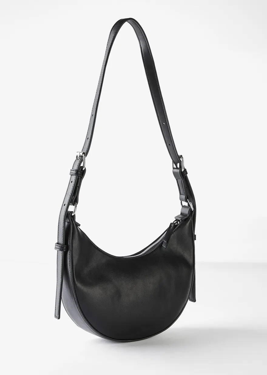 Bonprix Charmante Umhängetasche Aus Lederimitat - Schwarz