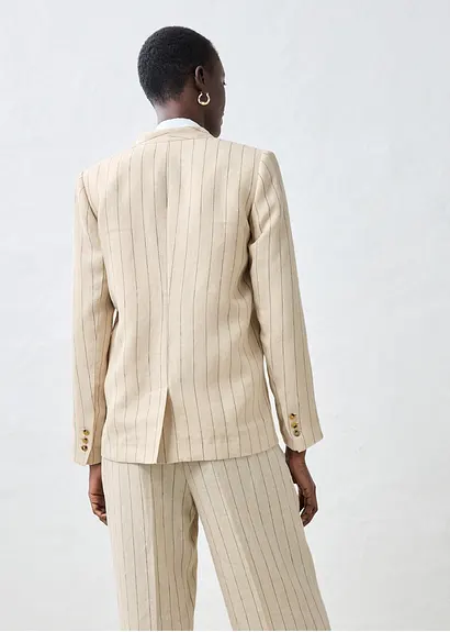 Bonprix Charmanter Kragenloser Blazer Aus Reinem Leinen - Beige