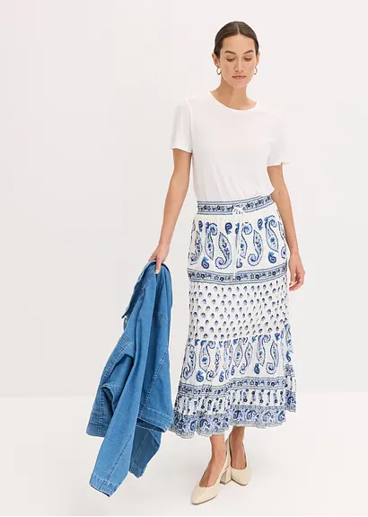 Bonprix Charmanter Maxirock Mit Dekorativem Bindeband - Blau