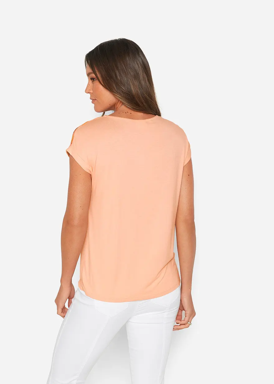 Bonprix Charmantes Blusenshirt Mit Blumenmuster - Orange