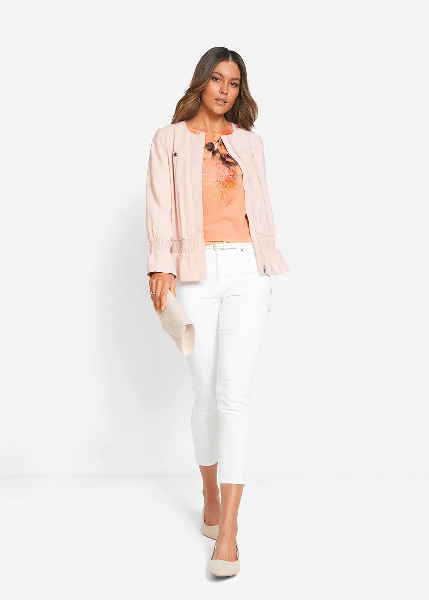 Bonprix Charmantes Blusenshirt Mit Blumenmuster - Orange