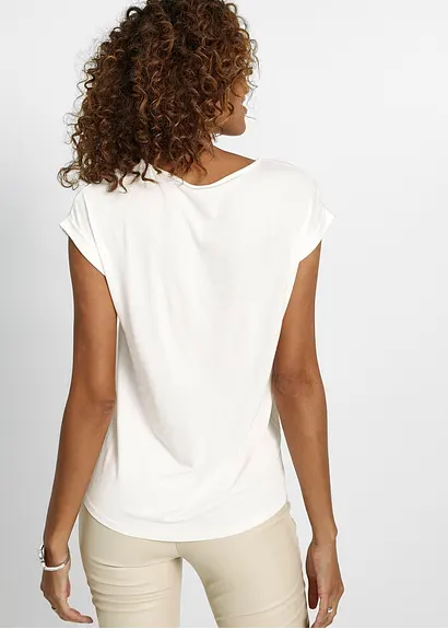 Bonprix Charmantes Blusenshirt Mit Blumenmuster - Weiß - Damen
