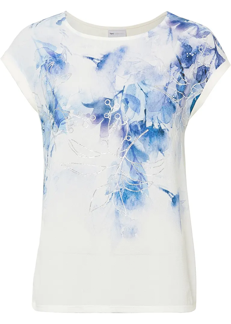 bonprix Charmantes Blusenshirt mit Blumenmuster - weiß - Damen