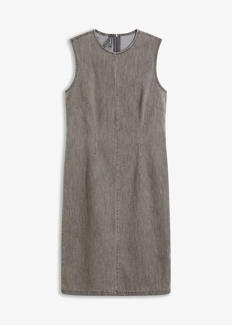 bonprix charmantes Jeanskleid mit Schlitz - grau - Damen