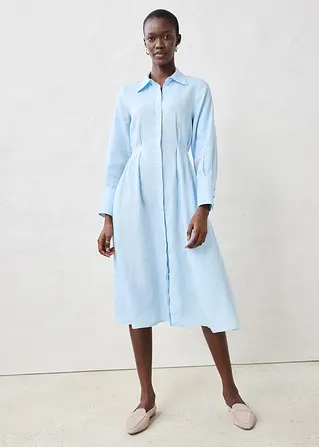 Bonprix Charmantes Leinenkleid Figurumspielend - Blau - Damen