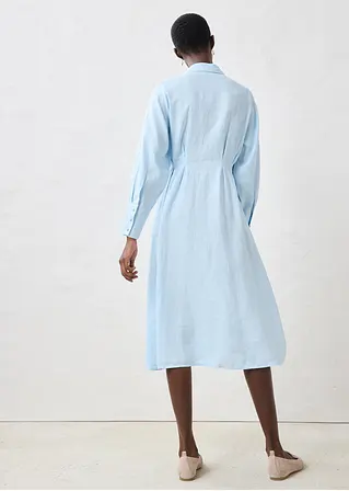 Bonprix Charmantes Leinenkleid Figurumspielend - Blau - Damen