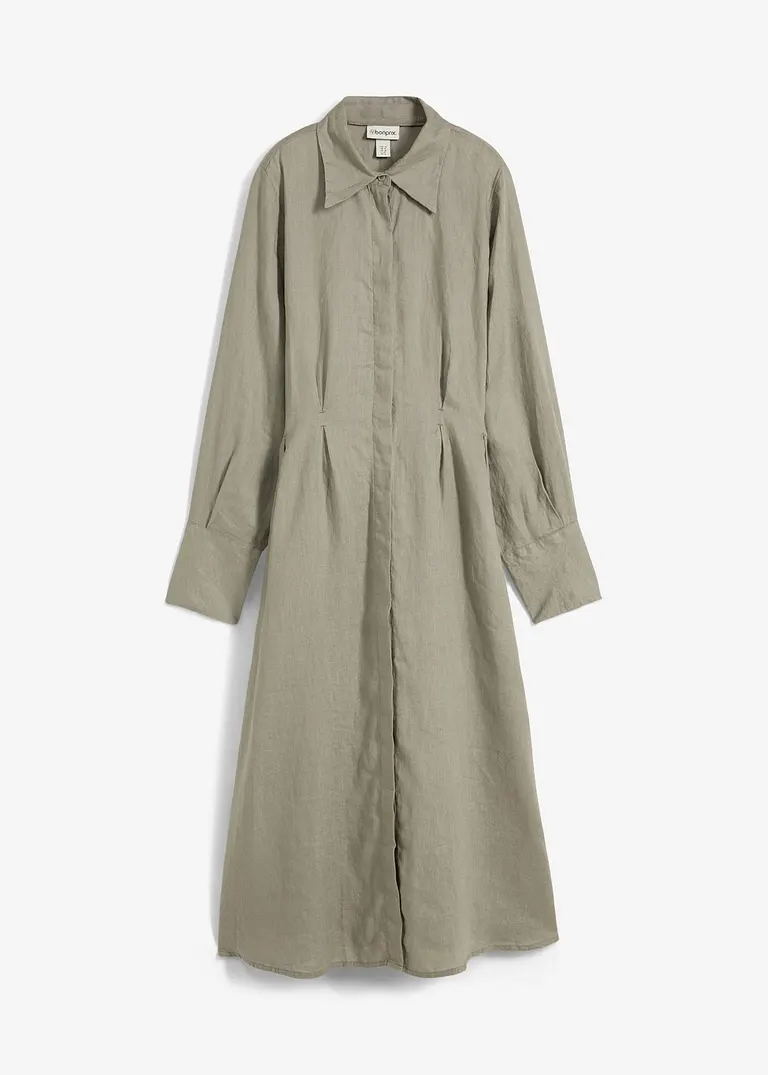 bonprix charmantes Leinenkleid figurumspielend - grün - Damen