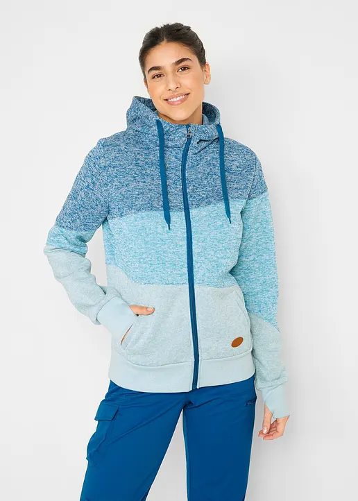 Bonprix Colorblock Strickfleecejacke Mit Nachhaltigem Material - Blau